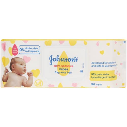Johnsons’s Extra Sensitive Baby Wipes single pack